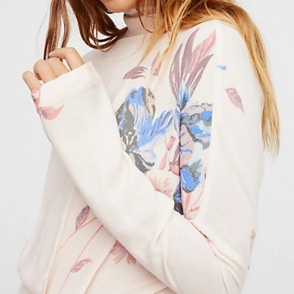 Free People Alabaster Combo Floral Long Sleeve Tunic Mini Dress Size Small - Picture 2 of 16